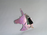 Unicorn Keychain -- acrylic -- Pink Holographic Glitter --