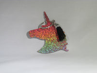 Unicorn Keychain -- acrylic -- Pink Holographic Glitter --