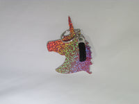 Unicorn Keychain -- acrylic -- Pink Holographic Glitter --