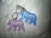 MamaBear Keychain -- acrylice keychain -- Teal and white keychain