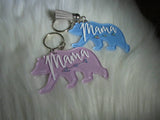 MamaBear Keychain -- acrylice keychain -- Teal and white keychain