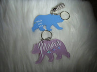 MamaBear Keychain -- acrylice keychain -- Teal and white keychain