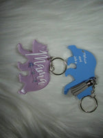 MamaBear Keychain -- acrylice keychain -- Teal and white keychain