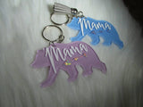 MamaBear Keychain -- acrylice keychain -- Teal and white keychain