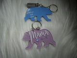 MamaBear Keychain -- acrylice keychain -- Teal and white keychain