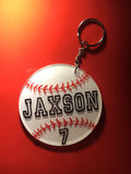 Baseball Keychain -- PERSONALIZED BASEBALL GIFTS -- team gifts -- baseball bag tag