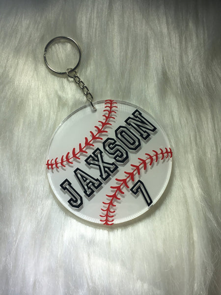 Baseball Keychain -- PERSONALIZED BASEBALL GIFTS -- team gifts -- baseball bag tag