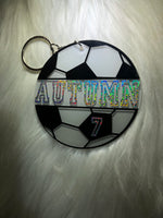 Soccer Ball Keychain -- PERSONALIZED SOCCER GIFTS -- team gifts -- soccer bag tag