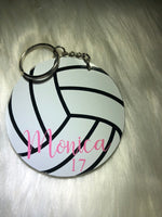 Volleyball Keychain -- PERSONALIZED VOLLEYBALL GIFTS -- team gifts -- volleyball bag tag