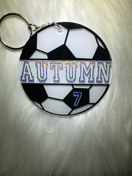 Soccer Ball Keychain -- PERSONALIZED SOCCER GIFTS -- team gifts -- soccer bag tag