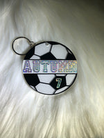 Soccer Ball Keychain -- PERSONALIZED SOCCER GIFTS -- team gifts -- soccer bag tag