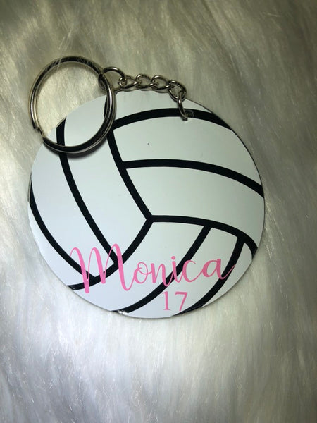 Volleyball Keychain -- PERSONALIZED VOLLEYBALL GIFTS -- team gifts -- volleyball bag tag